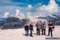 Riders on top of Italian Dolomites